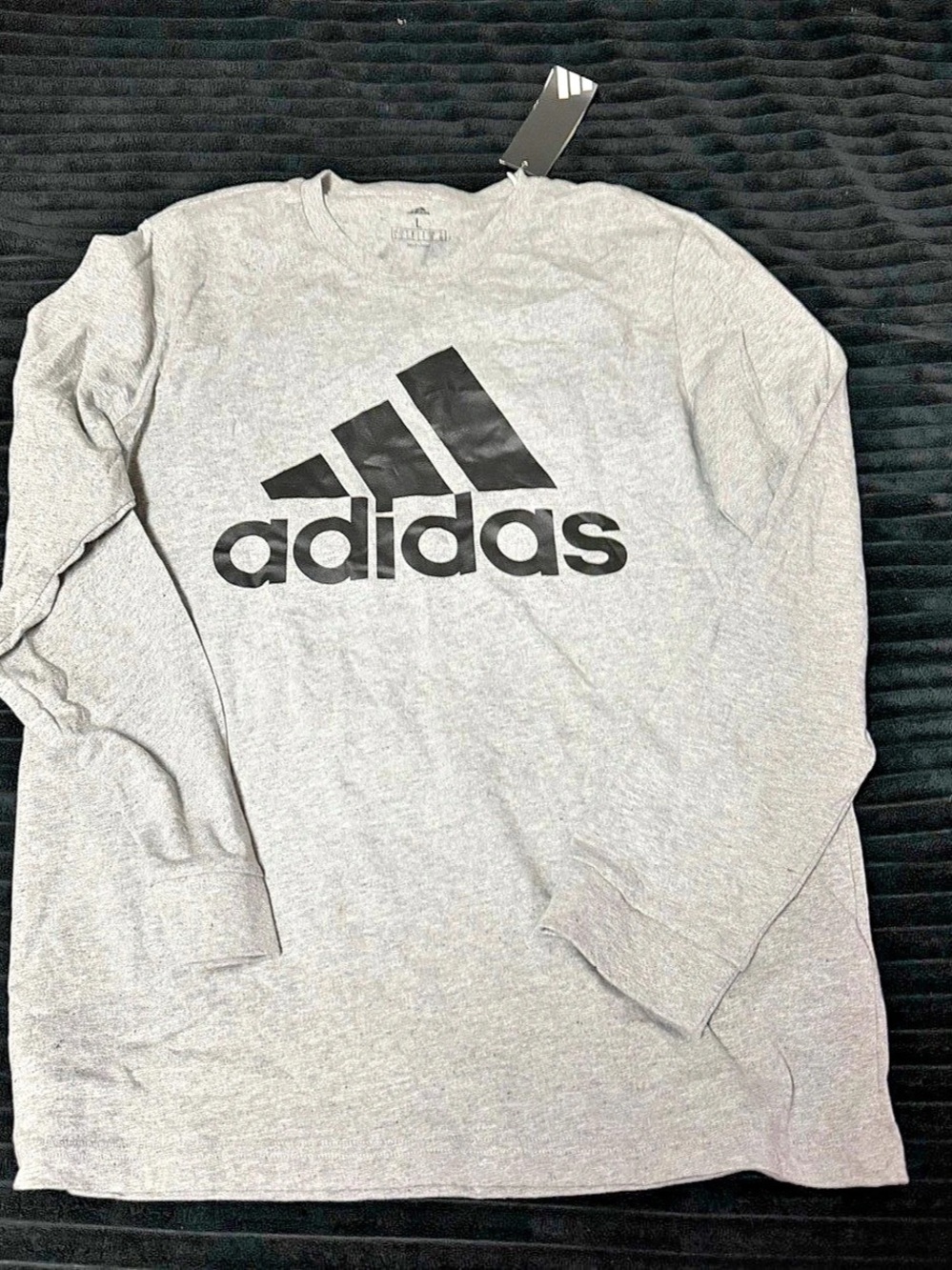 adidas Men's Basic Badge of Sport Long Sleeve T-Shirt Gray